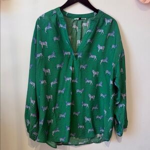 Michelle McDowell Green Zebra Print Women's Top xxl